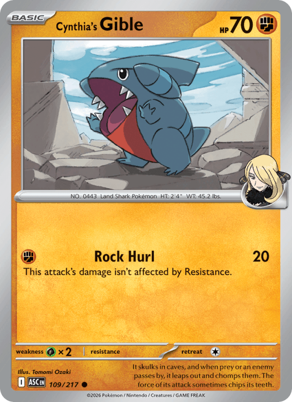 Cynthia's Gible — Pokémon card