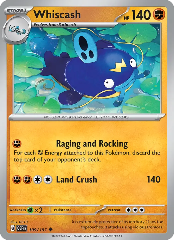 Whiscash — Pokémon card