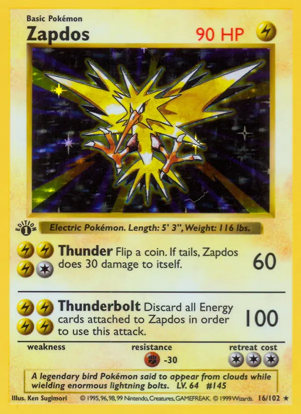 Zapdos, Pokémon card