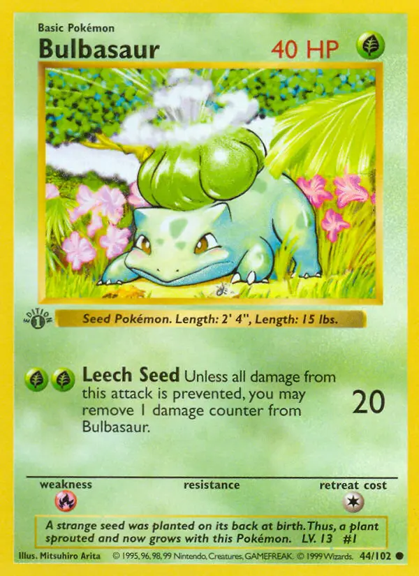 Bulbasaur, Pokémon card