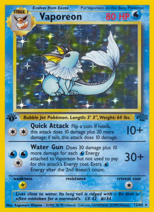 Vaporeon, Pokémon card