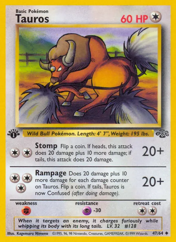 Tauros, Pokémon card