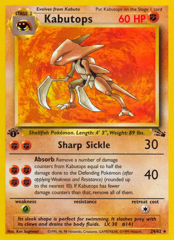 Kabutops, Pokémon card