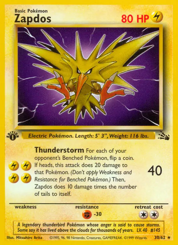 Zapdos, Pokémon card