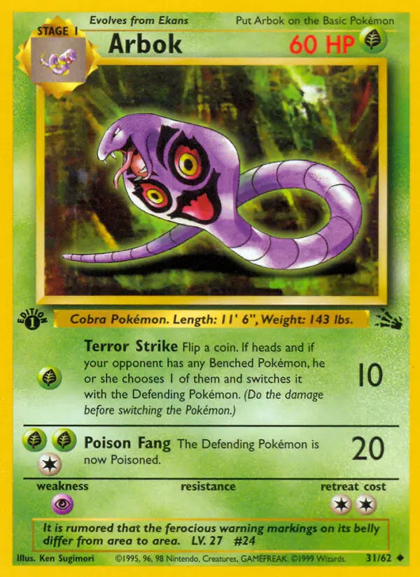 Arbok, Pokémon card