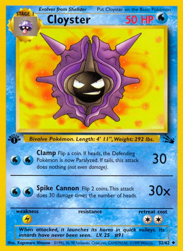 Cloyster, Pokémon card