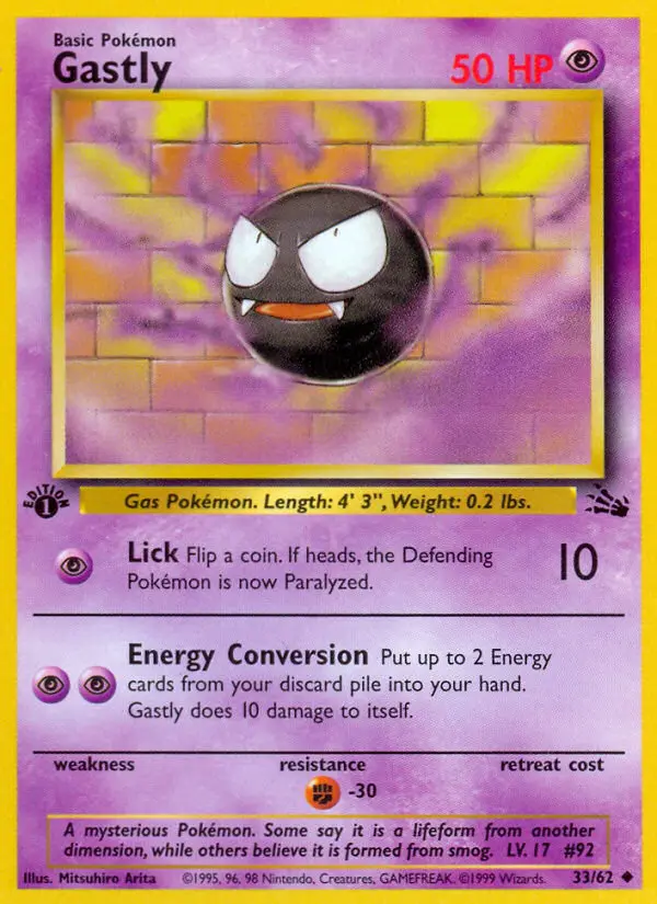Gastly, Pokémon card