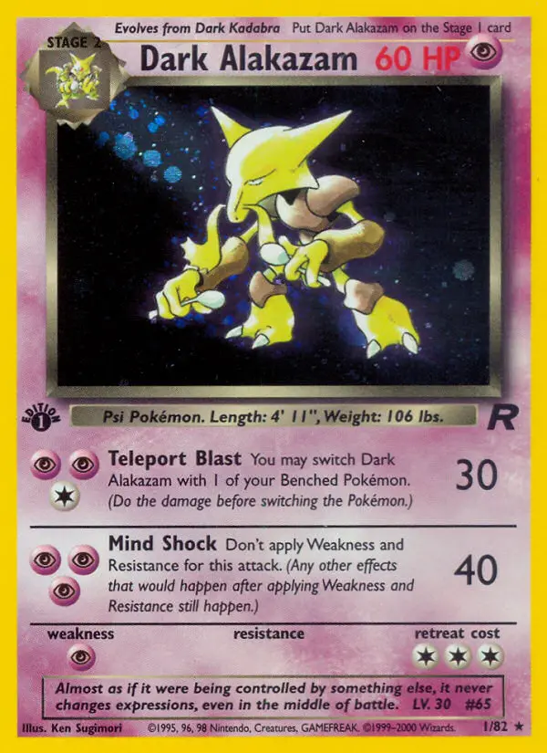 Dark Alakazam, Pokémon card