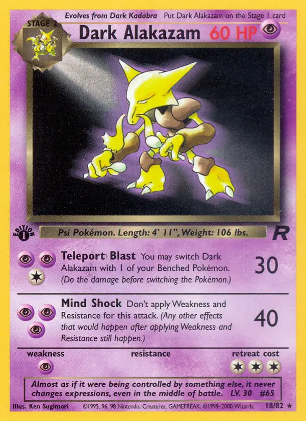 Dark Alakazam, Pokémon card