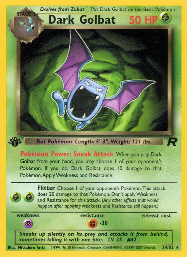 Dark Golbat, Pokémon card