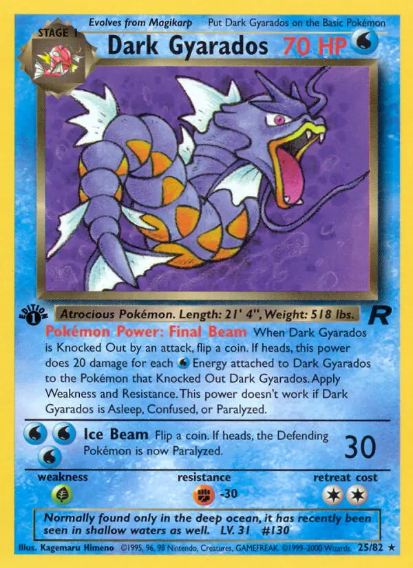 Dark Gyarados, Pokémon card