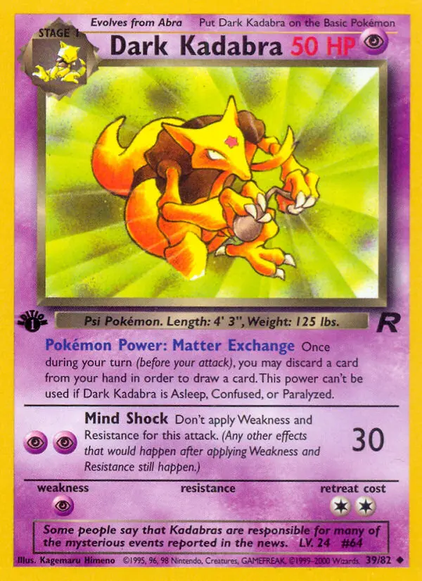 Dark Kadabra, Pokémon card