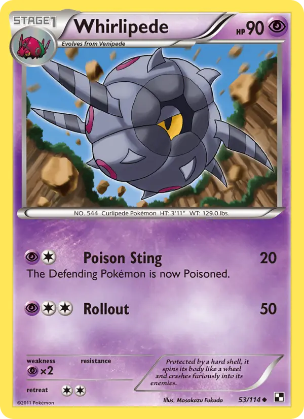 Whirlipede, Pokémon card