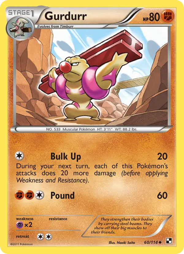 Gurdurr, Pokémon card