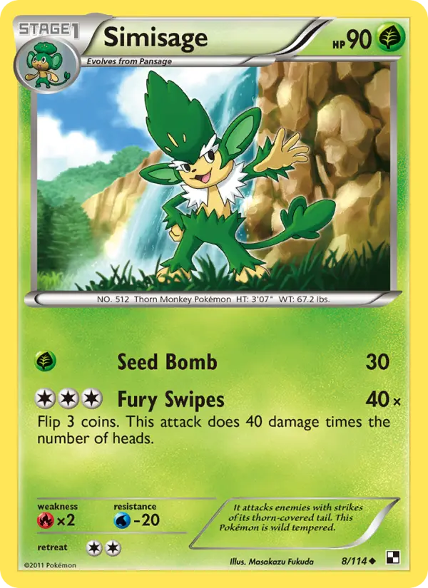 Simisage, Pokémon card