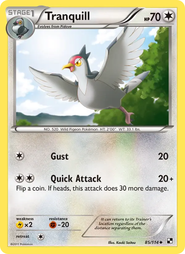 Tranquill, Pokémon card