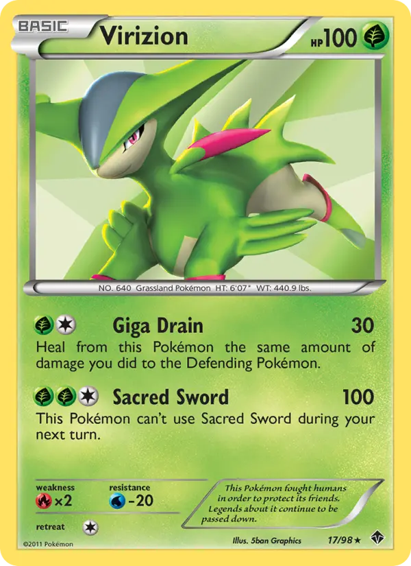 Virizion, Pokémon card