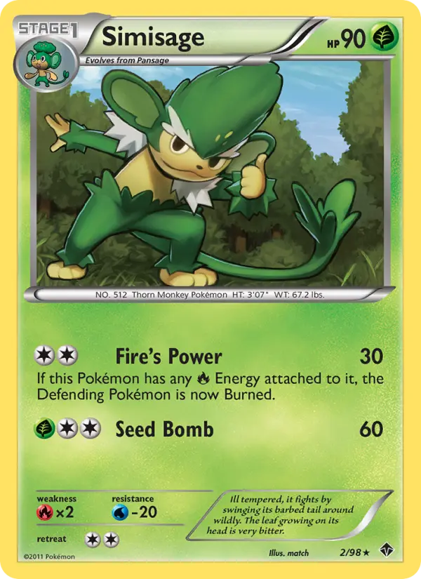 Simisage, Pokémon card