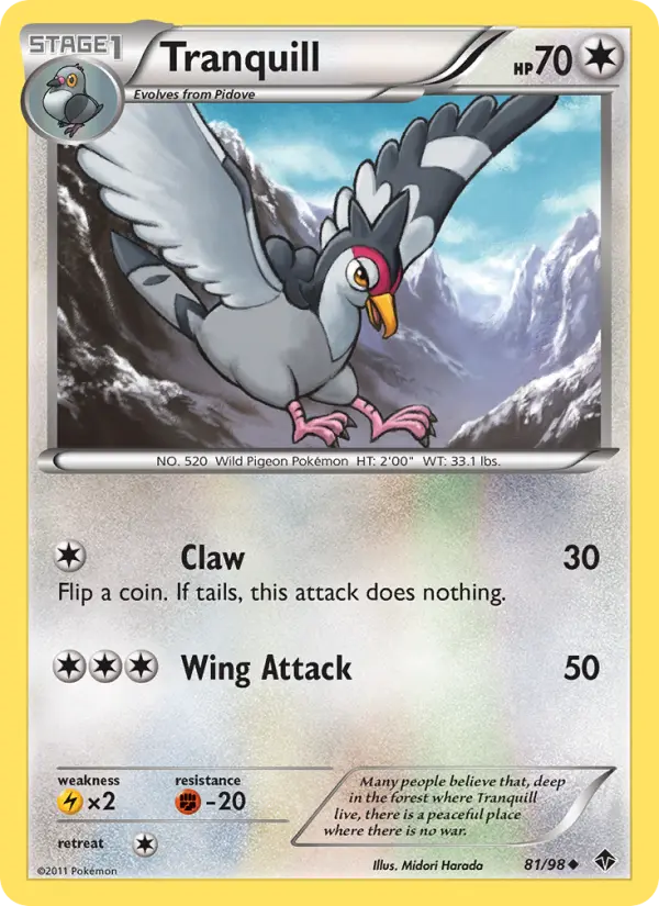 Tranquill, Pokémon card