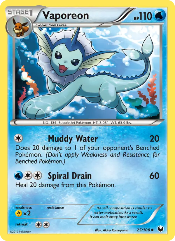 Vaporeon, Pokémon card