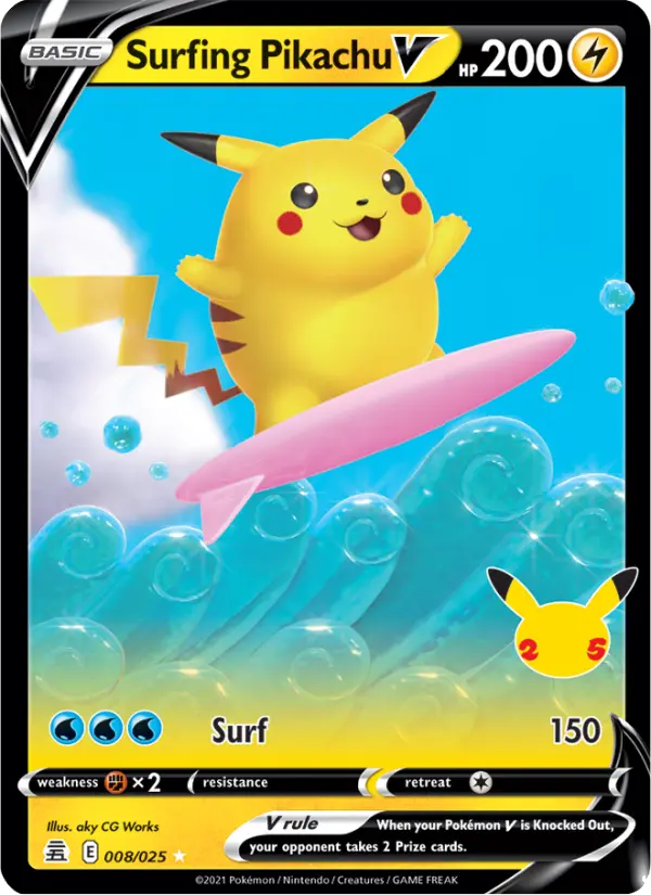 Surfing Pikachu V, Pokémon card