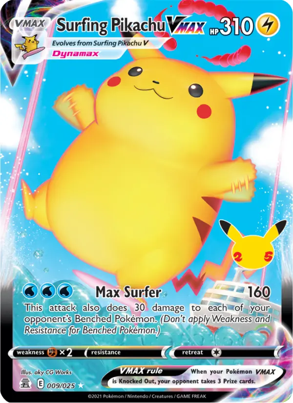 Surfing Pikachu VMAX, Pokémon card