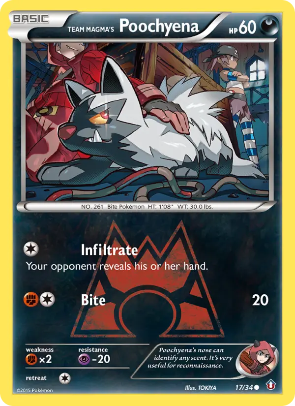 Team Magma's Poochyena, Pokémon card