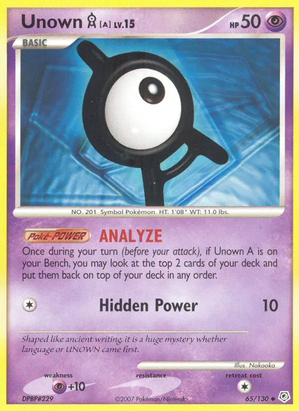 Unown A, Pokémon card