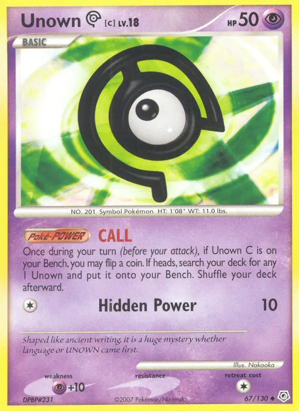 Unown C, Pokémon card