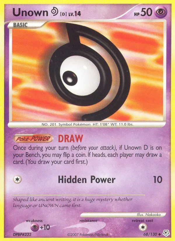 Unown D, Pokémon card