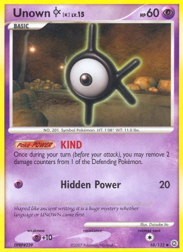 Unown K, Pokémon card
