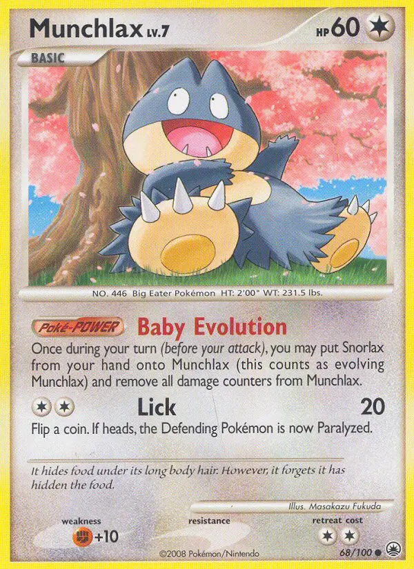 Munchlax, Pokémon card