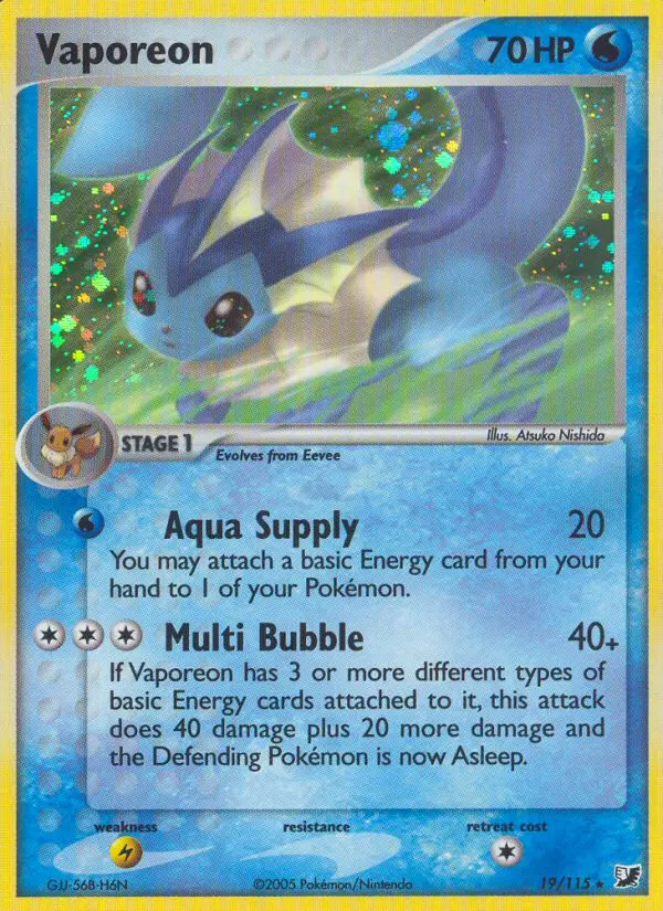 Vaporeon, Pokémon card