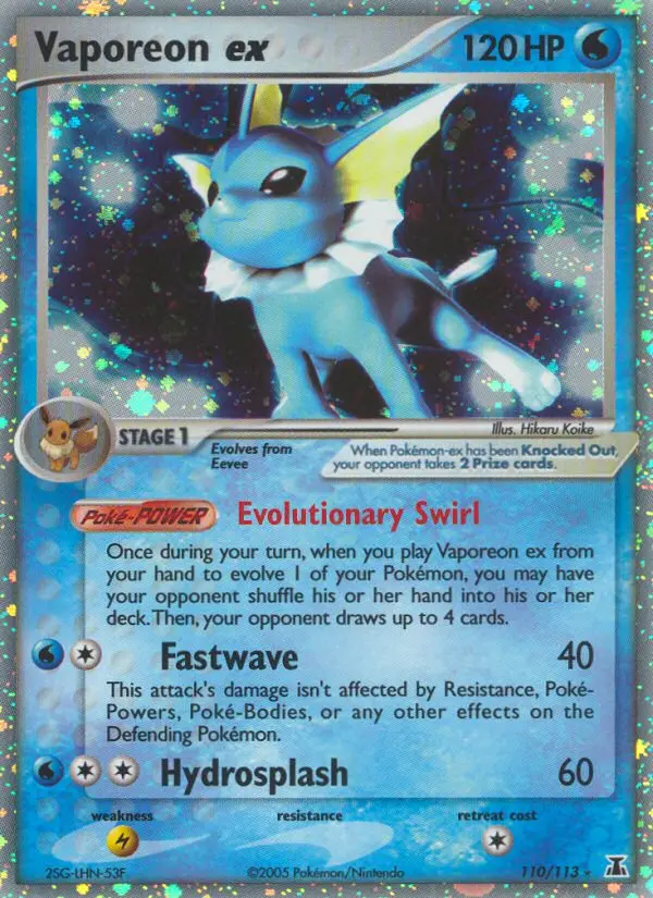 Vaporeon ex, Pokémon card