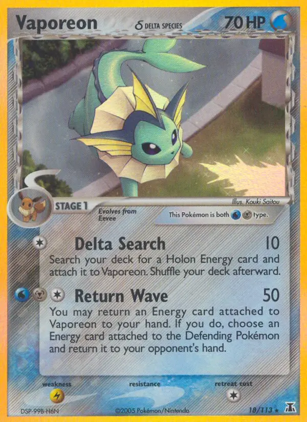 Vaporeon δ, Pokémon card