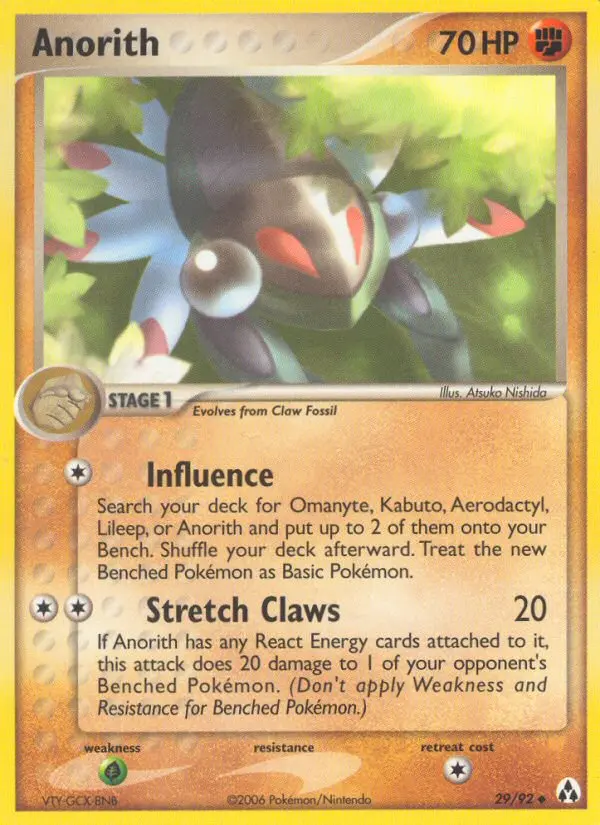 Anorith, Pokémon card