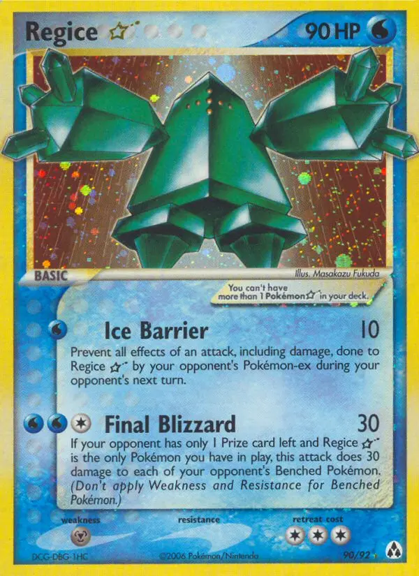 Regice ☆, Pokémon card