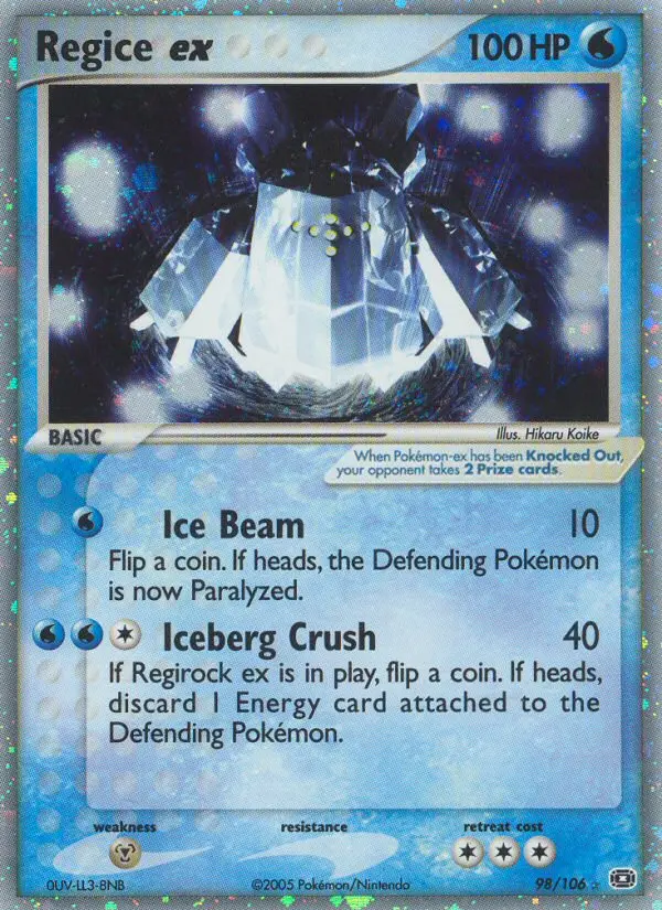 Regice ex, Pokémon card
