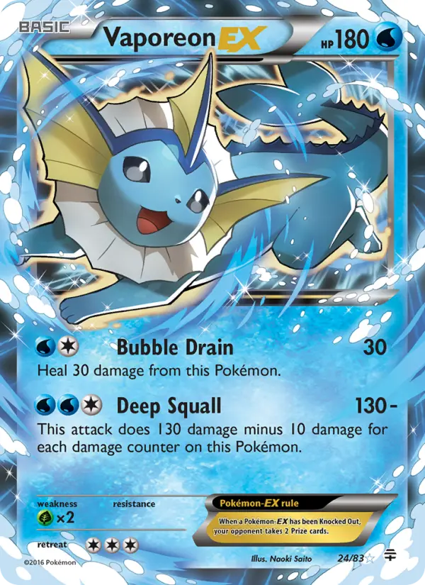 Vaporeon EX, Pokémon card