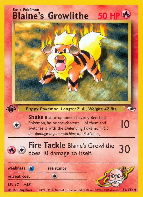 Blaine's Growlithe, Pokémon card