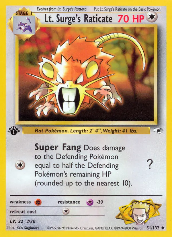 Lt. Surge's Raticate, Pokémon card