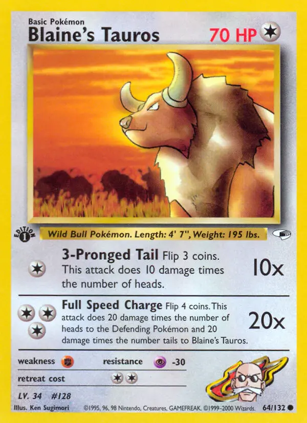 Blaine's Tauros, Pokémon card