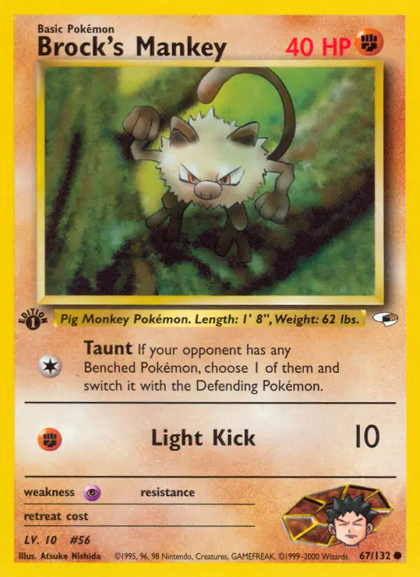 Brock's Mankey, Pokémon card