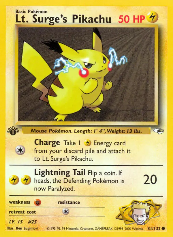 Lt. Surge's Pikachu, Pokémon card