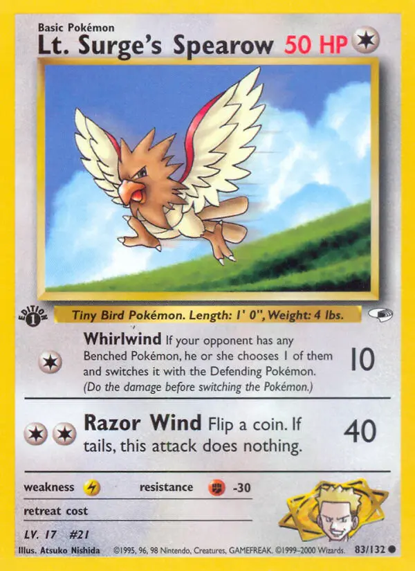 Lt. Surge's Spearow, Pokémon card