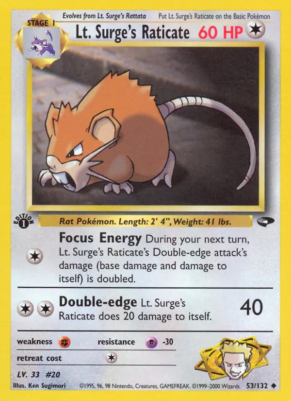 Lt. Surge's Raticate, Pokémon card
