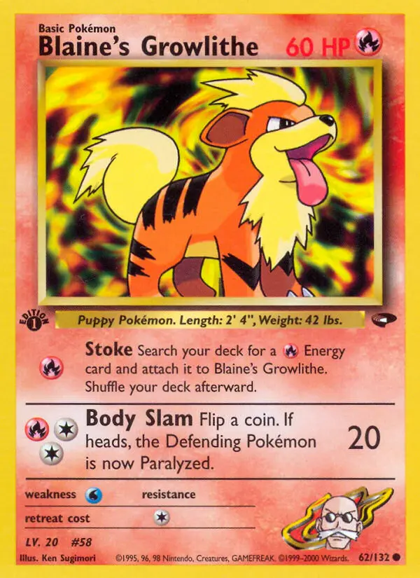 Blaine's Growlithe, Pokémon card