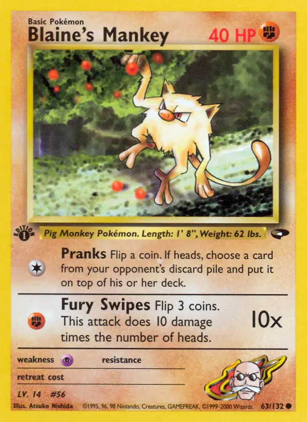 Blaine's Mankey, Pokémon card
