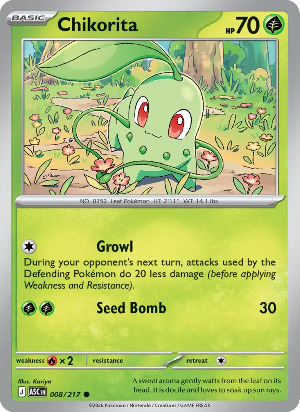 Chikorita, Pokémon card
