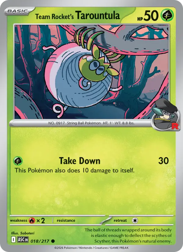 Team Rocket's Tarountula, Pokémon card